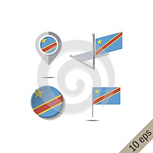 Map pins with flag of DEMOCRATIC REPUBLIC OF THE CONGO