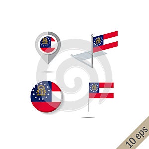 Map pins with flag of Georgia - vector illustration