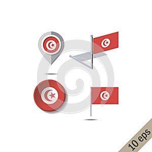 Map pins with flag of TUNISIA