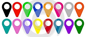 Map pins icon set for maps - colorful.