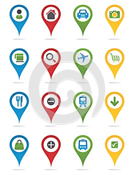 Map pins with icons