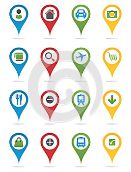 Map pins with icons photo