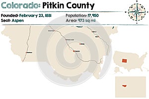 Map of Pitkin County in Colorado