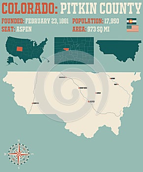 Map of Pitkin County in Colorado