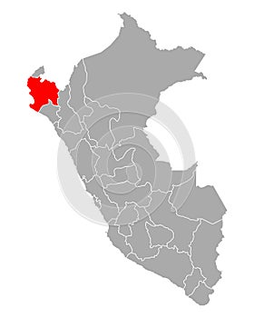 Map of Piura in Peru