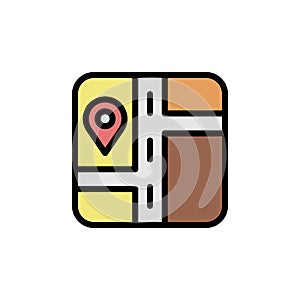 Map, placeholder icon. Simple color with outline vector elements of navigation icons for ui and ux, website or mobile application