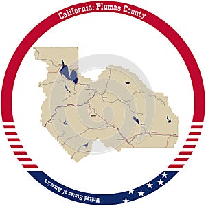 Map of Plumas County in California, USA photo
