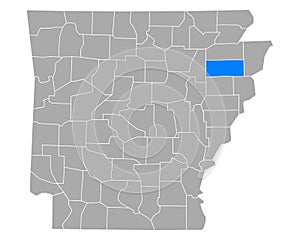 Map of Poinsett in Arkansas