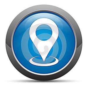 Map point icon premium blue round button vector illustration
