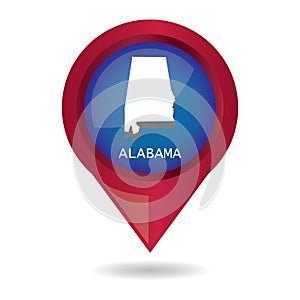 Map pointer with Alabama state. Vector illustration decorative design