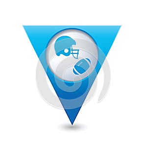 Map pointer with American football icon