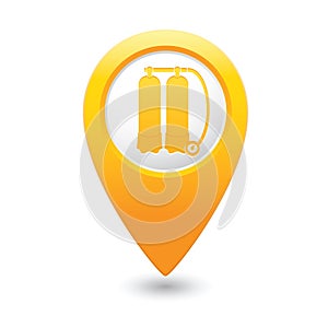Map pointer with aqualung icon