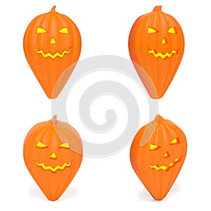 Map pointer as orange Halloween pumpkin set of creative markers