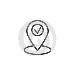 Map pointer check outline icon