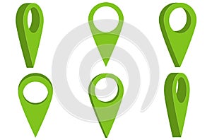 Map pointer 3d pin. Map pointer vector illustration. Location symbols. Web location point, pointer 3d arrow mark. Vector