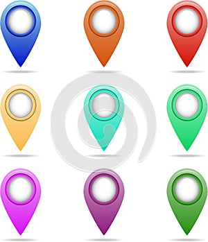 Map pointer 3d pin. Map pointer vector illustration. Location symbols. Web location point, pointer 3d arrow mark. Vector