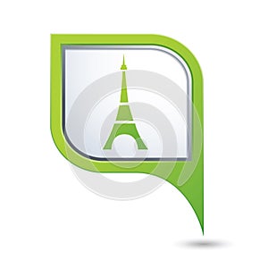Map pointer with Eiffel tower icon