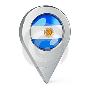 Map pointer with flag of Argentina, 3D rendering