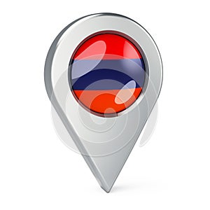 Map pointer with flag of Armenia, 3D rendering