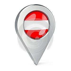 Map pointer with flag of Austria, 3D rendering