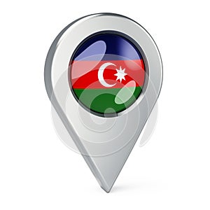 Map pointer with flag of Azerbaijan, 3D rendering