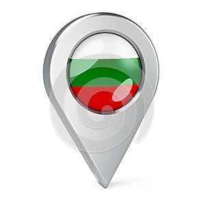 Map pointer with flag of Bulgaria, 3D rendering