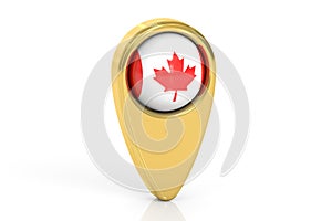 Map pointer with flag of Canada, 3D rendering