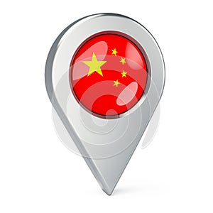 Map pointer with flag of China, 3D rendering
