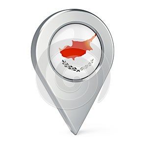 Map pointer with flag of Cyprus, 3D rendering