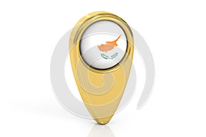 Map pointer with flag of Cyprus, 3D rendering