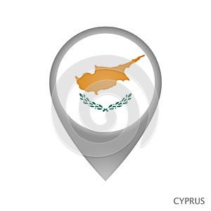 Map pointer with flag of Cyprus