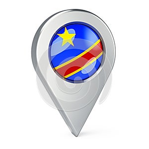 Map pointer with flag of Democratic Republic of the Congo, 3D rendering