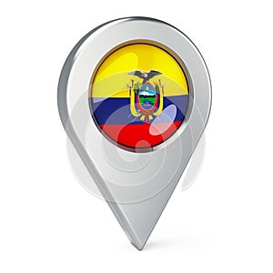 Map pointer with flag of Ecuador, 3D rendering