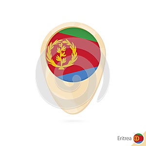 Map pointer with flag of Eritrea. Orange abstract map icon