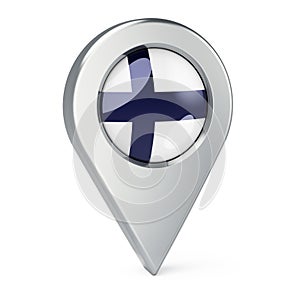 Map pointer with flag of Finland, 3D rendering