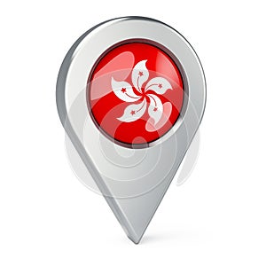 Map pointer with flag of Hong Kong, 3D rendering