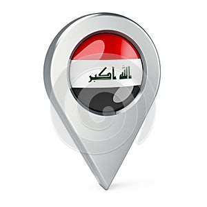 Map pointer with flag of Iraq, 3D rendering