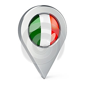 Map pointer with flag of Ireland, 3D rendering
