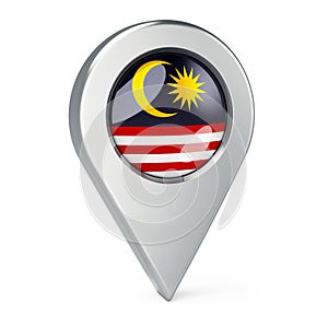 Map pointer with flag of Malaysia, 3D rendering