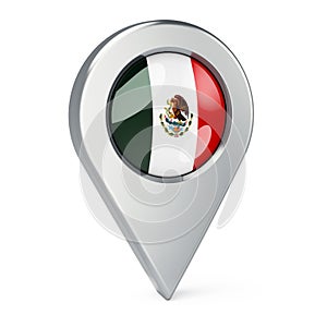 Map pointer with flag of Mexico, 3D rendering