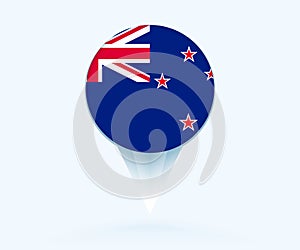 Map pointer with flag of New Zealand