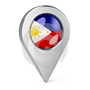Map pointer with flag of Philippines, 3D rendering