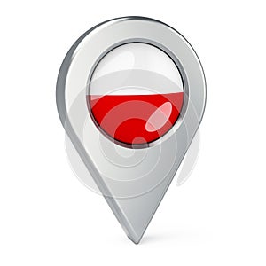Map pointer with flag of Poland, 3D rendering