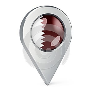 Map pointer with flag of Qatar, 3D rendering
