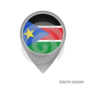 Map pointer with flag of South Sudan