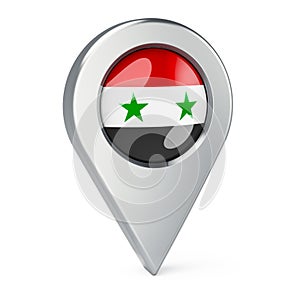 Map pointer with flag of Syria, 3D rendering