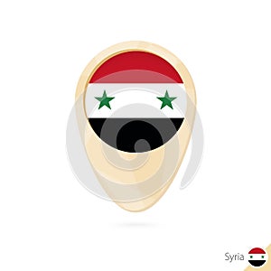 Map pointer with flag of Syria. Orange abstract map icon