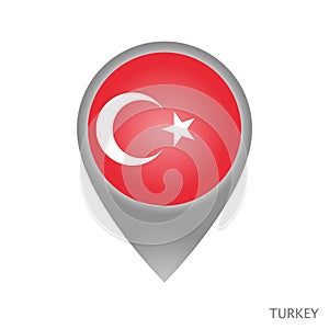 Map pointer with flag of Turkey