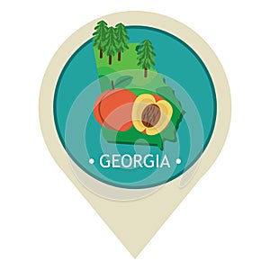 Map pointer with georgia state. Vector illustration decorative design