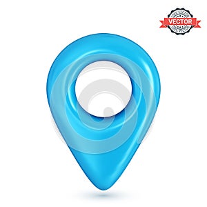 Map pointer or GPS location icon. Realistic 3D vector graphics